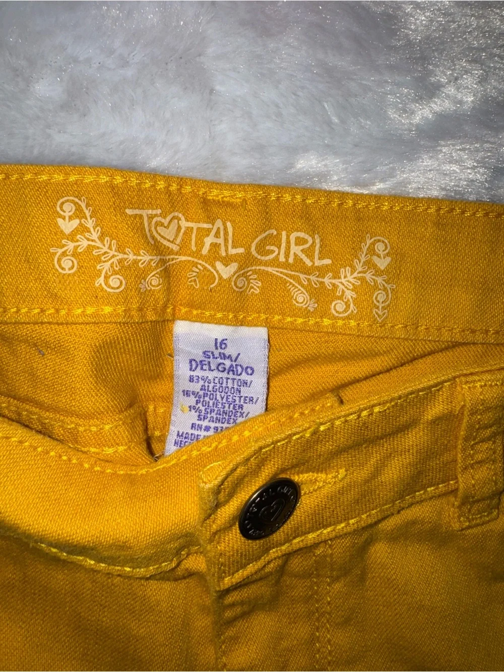 total girl Mustard Yellow Slim Straight Jeans